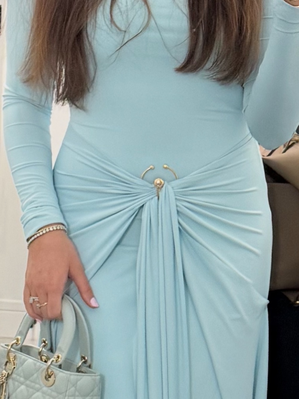 Alaia Muse Light Blue Long Sleeve Dress - Picture 5 of 6